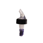 Thumbnail image #1 for Thunder Group PLPR113C Plastic Liquor Pourer, 1-1/8 oz, Black Collar, Clear Spout, Purple Tail Case of 25