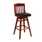 Thumbnail image #1 for G & A Commercial Seating Schoolhouse 9511PS Swivel Barstool, Slat Back, Upholstered Vinyl Seat, Footrest, Beechwood Frame