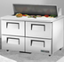 Thumbnail image #5 for True 48-Inch Two-Section Drawered Sandwich/Salad Prep Table with 4 Drawers, 12 Pan Openings, and R290 Refrigeration