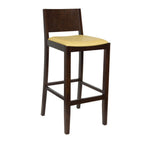 Thumbnail image #1 for JustChair Manufacturing W79030-GR3 Bar Stool, Tapered Wood Back, Upholstered Padded Inset Seat, Beech Wood Frame, Footrest