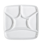 Thumbnail image #1 for CAC China Cmp CMP-SQ8 Square Porcelain Compartment Tray, 6 Compartments, 8-1/2"L x 8-1/2"W x 1-1/4"H Case of 2 Dozen