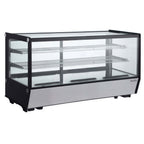 Thumbnail image #1 for USR Brands Marchia MDC260-ST 48-Inch Countertop Refrigerated Display Case, Sliding Glass Doors, 2 Adjustable Shelves, Black Exterior
