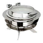 Thumbnail image #1 for Eastern Tabletop Luminous 32308-LG Round Chafer, 6 qt, Hinged Glass Cover, Canned Heat, Stainless Steel
