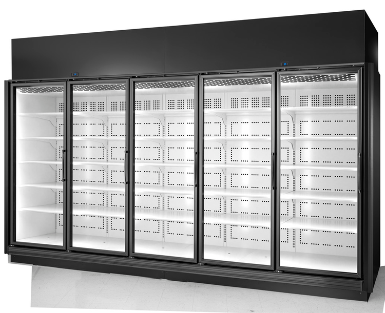 Product image #2 for True 5-Section Medium-Temperature Self-Contained Glass Door Refrigerated Merchandiser