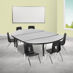 Thumbnail image #2 for Flash Furniture Emmy XU-GRP-14CH-A3048CON-48-GY-T-P-GG Oval Adjustable-Height Activity Table with 6 Stack Chairs, Laminate Top