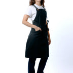 Thumbnail image #1 for Chef Works ABS01S-JBK-0 Unisex Black Cotton Denim Snap Apron with Chest and Hip Pockets