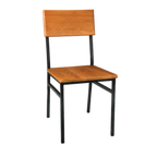 Thumbnail image #1 for JustChair Manufacturing Industrial Collection M66818 Stackable Industrial Side Chair, Rustic Oak Wood Back & Seat, Textured Black Metal Frame