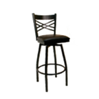 Thumbnail image #1 for ATSMFG ATS AT&S-78-BSS MFG Swivel Bar Stool with Crisscross Metal Back, Armless, Footrest, Textured Black Powder Coat
