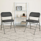 Thumbnail image #2 for Flash Furniture Hercules AW-MC320AF-GRY-GG Metal Folding Chair, Gray Fabric Back & Seat, Triple-Braced, Double-Hinged