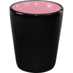 Thumbnail image #1 for International Tableware Hilo 81122-26/05MF-05C Ceramic Shot Cup, 1-1/2 oz, Handleless, Black Matte Exterior/Pink Interior Case of 2 Dozen