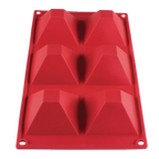 Thumbnail image #2 for Thunder Group PLBM009S 6-Cavity Pyramid Baking Mold, 3 oz, High-Heat Silicone, Red Case of 48