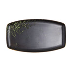 Thumbnail image #1 for Vertex China London Moonstone LMJ-O114 Rectangular Porcelain Platter, 13" x 7", Matte Black/Jade Reactive Glaze 1 Dozen