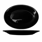 Thumbnail image #1 for International Tableware Cancun CA-51-B Ceramic Oval Platter, 15-1/2" x 10-1/2", Rolled Edge, Black 1 Dozen