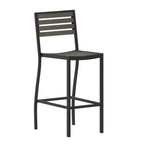 Thumbnail image #1 for Flash Furniture XU-DG-HW6036B-GY-GG Outdoor Gray Wash Poly Resin Faux Wood Bar Stool, Slat Back & Seat, Powder-Coated Aluminum Frame