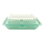 Thumbnail image #2 for Dinex DXEC-09-1-JA Reusable 3-Compartment Square Food Container, Polypropylene, Jade, 9 x 9 x 3-1/2 in.