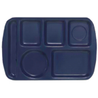 Thumbnail image #1 for G.E.T. TL-151-NB . . 6-Compartment Left-Handed Melamine School & Cafeteria Tray, Navy Blue, 14-5/8" x 9-3/4" 1 Dozen