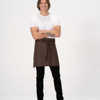 Thumbnail image #1 for Chef Works AHS02-ESP-0 Half Bistro Canvas Apron, Unisex, Espresso, Poly/Cotton, Hidden Pen Pocket