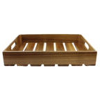 Thumbnail image #1 for TableCraft Products CRATE124 Acacia Rectangular Half-Size Gastro Serving/Display Crate with Cut-Out Handles, 12-3/4 x 10-3/8 x 4-1/4 in Case of 10