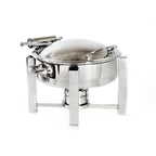 Thumbnail image #1 for Steelite International DW Haber, Tower DW04KHSS Round Stainless Steel Chafer, 4 qt, Hinged Cover, Induction Ready, Canned Heat
