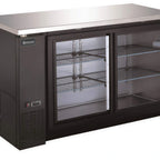 Thumbnail image #1 for Omcan USA 51060 Refrigerated Back Bar Cooler, 2-Section, Sliding Glass Doors, Side-Mounted Self-Contained, 60"W, Black