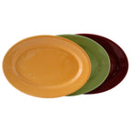 Thumbnail image #1 for Tuxton China DuraTux®© DYH-140 Ceramic Oval Platter, 14-1/8" x 10-1/4" x 1-1/2" H, Wide Rim, Assorted Colors 1 Dozen