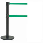 Thumbnail image #1 for AARCO Products Form-A-Line HBK-27GR Portable Dual Retractable Belt Barrier Stanchion, 7 ft Green Belts, Black Post, 40 in H