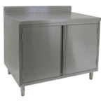 Thumbnail image #1 for GSW USA CTD-P3036H Enclosed Stainless Steel Work Table with Hinged Doors, 36"W x 30"D x 35"H, 18-Gauge Top, 4" Backsplash