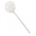 Thumbnail image #1 for Browne USA Foodservice 1306 6" Round Bowl Spiral Wire Skimmer, Nickel-Plated, Hooked 23-1/2" Handle