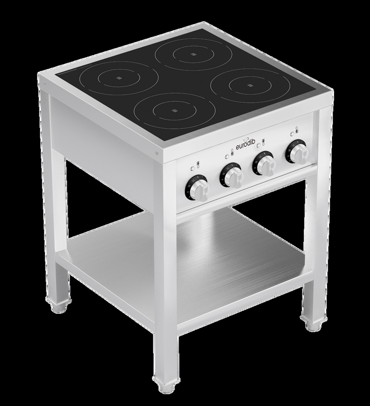 Product image #6 for Eurodib Commercial Freestanding 4-Zone Induction Cooktop, 208V 3-Phase