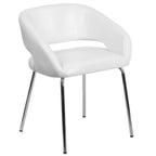 Thumbnail image #1 for Flash Furniture Fusion CH-162731-WH-GG Upholstered Side/Reception/Lounge Chair, Curved Frame, White Bonded Leather, Chrome Legs