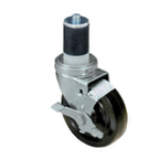 Thumbnail image #1 for Component Hardware CMS1-4KBN 4-Inch Rubber Expanding-Stem Caster, Swivel, Side Brake, 250 lb Capacity