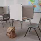 Thumbnail image #2 for Flash Furniture MT-M6221-SGLSC-GREY-GG Stand-Alone Study Carrel with Top Shelf, Height-Adjustable Legs, Wire Management Grommet, Nebula Grey