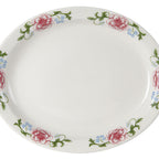 Thumbnail image #1 for Tuxton China Wester Rose LCH-1349 China Platter, 13-1/2" x 11", Oval, Narrow Rim, Eggshell 1 Dozen