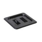 Thumbnail image #1 for Thunder Group PLPA7160CBK 1/6 Size Solid Food Pan Cover with Built-In Handle, Polycarbonate, Black Case of 72