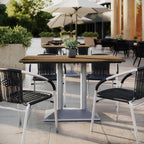 Thumbnail image #1 for Flash Furniture ST-REC3048-NAT-TB002S-GG Rectangular Indoor/Outdoor Table, 48 x 30 in, Natural HPL Laminate Top, Cast Iron Base