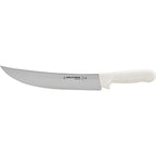 Thumbnail image #1 for AllPoints Foodservice Parts & Supplies 1371549 10" High-Carbon Steel Granton Cimeter Steak Knife with White Handle