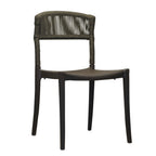 Thumbnail image #1 for Grosfillex UT873037 Outdoor Fiberglass-Reinforced Resin Side Chair with Corded Rope Backrest, Espresso/Bronze Case of 4