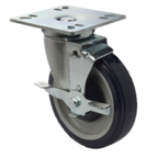 Thumbnail image #1 for 1880 Hospitality Focus Foodservice FPCST5 5-Inch Polyurethane Swivel Plate Casters with Brakes, 300 lb Capacity Each, Set of 4 Case of 4