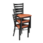 Thumbnail image #2 for G & A Commercial Seating Dante 513 STACKING Stacking Ladder-Back Side Chair with Upholstered Padded Seat and Matte Black Steel Frame