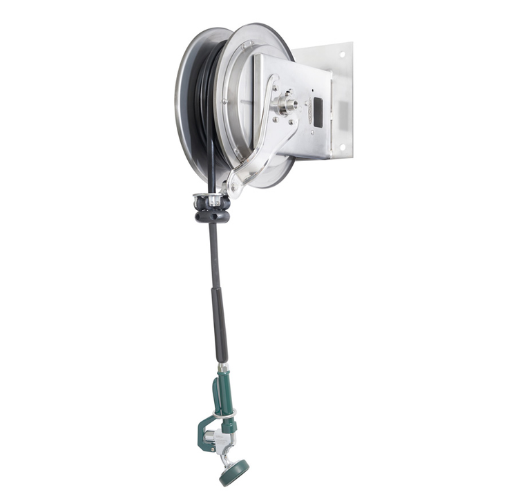 Product image #3 for Krowne Royal Series Open Stainless Steel Pre-Rinse Hose Reel Assembly with 35-Foot Hose