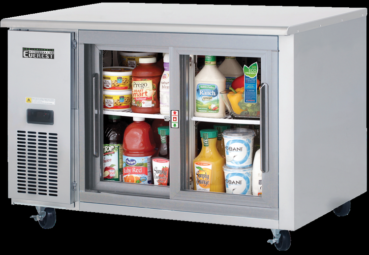 Product image #5 for Everest Refrigeration Two-Section Undercounter/Worktop Refrigerator with Sliding Glass Doors, 47-1/2 Inches Wide