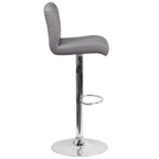 Thumbnail image #2 for Flash Furniture DS-8101B-GY-GG Adjustable-Height Swivel Bar Stool, Gray Vinyl Upholstery, Mid-Back, Chrome Pedestal Base