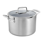 Thumbnail image #1 for Zwilling J.A. Henckels Clad CFX 1017264 8 Qt Stainless Steel Stock Pot with Ceramic Nonstick Coating and Tempered Glass Strainer Lid