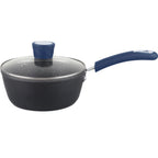 Thumbnail image #1 for Kadra Kitchenware Millvado MR-02-B Sauce Pot with Glass Lid, 2.5 qt., Soft-Grip Handle, Blue, Nonstick