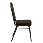 Thumbnail image #2 for Flash Furniture Hercules NG-C01-BROWN-GV-GG Stacking Banquet Chair, Brown Patterned Fabric Upholstery, Crown Back, Gold Vein Frame