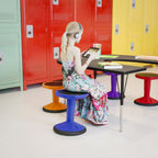 Thumbnail image #2 for Flash Furniture Carter AY-9001S-BL-GG Backless Adjustable-Height Swivel Bar Stool, Blue Rubberized Plastic Seat, Pedestal Base