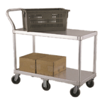 Thumbnail image #1 for New Age 1490 Aluminum Utility Cart, 2 Solid Shelves, 19 x 48 in, 800 lb Capacity, Push Handle
