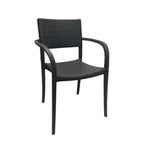 Thumbnail image #1 for Grosfillex Java UT926002 Indoor/Outdoor Stacking Armchair, Synthetic Wicker Back, Resin Seat & Frame, Charcoal Case of 16