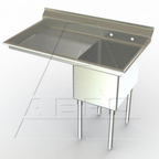 Thumbnail image #1 for AERO Manufacturing MF1-2020-24L 1-Compartment Stainless Steel Sink with Left Drainboard, 20 x 20 x 14 in Bowl, 8-3/4 in Backsplash