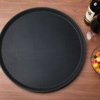 Thumbnail image #2 for New Star Foodservice Inc. 25330 Non-Slip Round Plastic Serving Tray, 18" Diameter, Black Case of 12